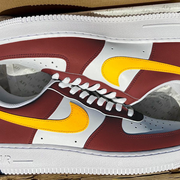 custom burgundy air force ones