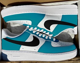 Custom JAX Teal & Black Air Force 1's - Etsy