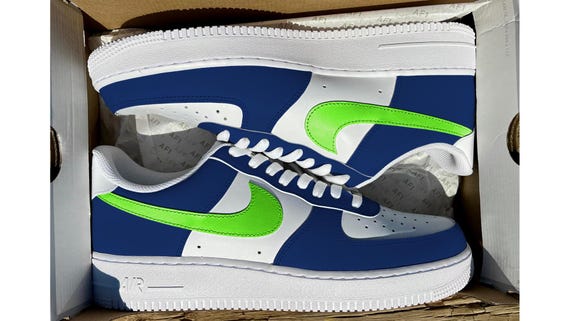 Nike Air Force 1 By You Custom Blue/Green Patent Leather - Size 11 s-l400.jpg main image 2