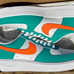 Custom MIA Aqua & Orange Air Force 1's