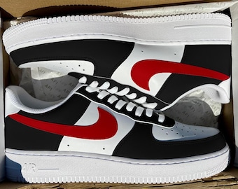 Custom Half Black & Red Air Force 1 display picture 2