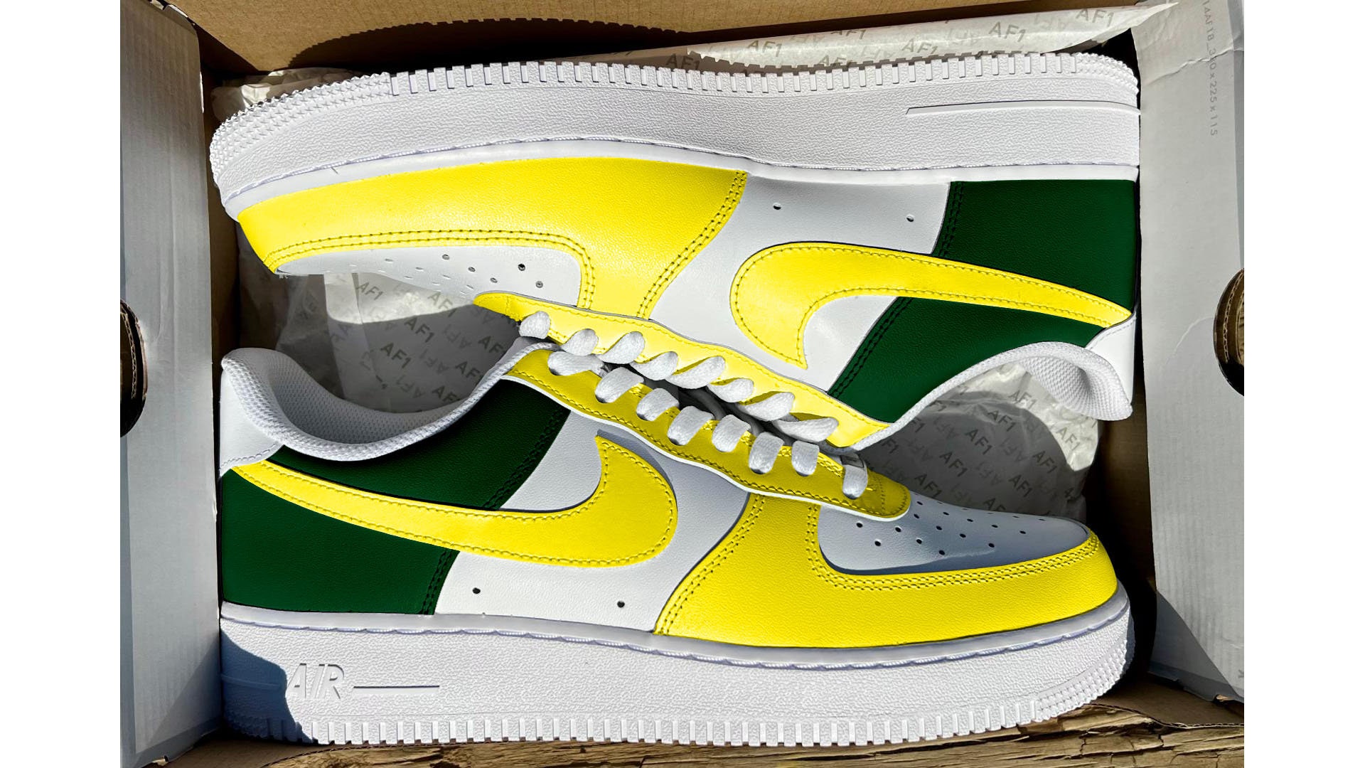 Nike air force 1 green and yellow cheap