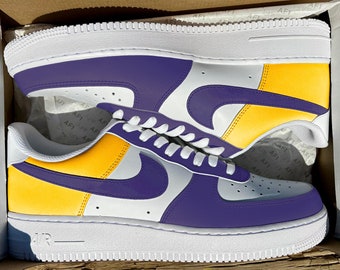 Custom MIN Half Gold & Purple Air Force 1's