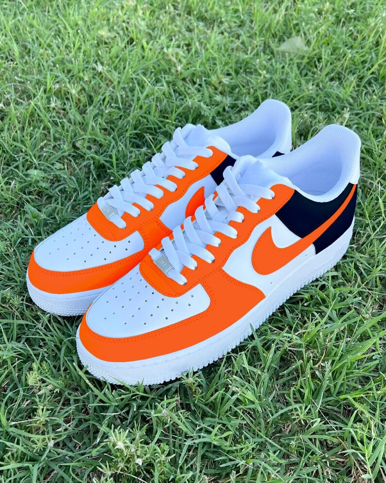 Custom DEN Half Navy & Orange Air Force 1's - Etsy