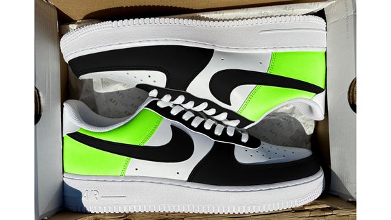 black and neon green air force ones