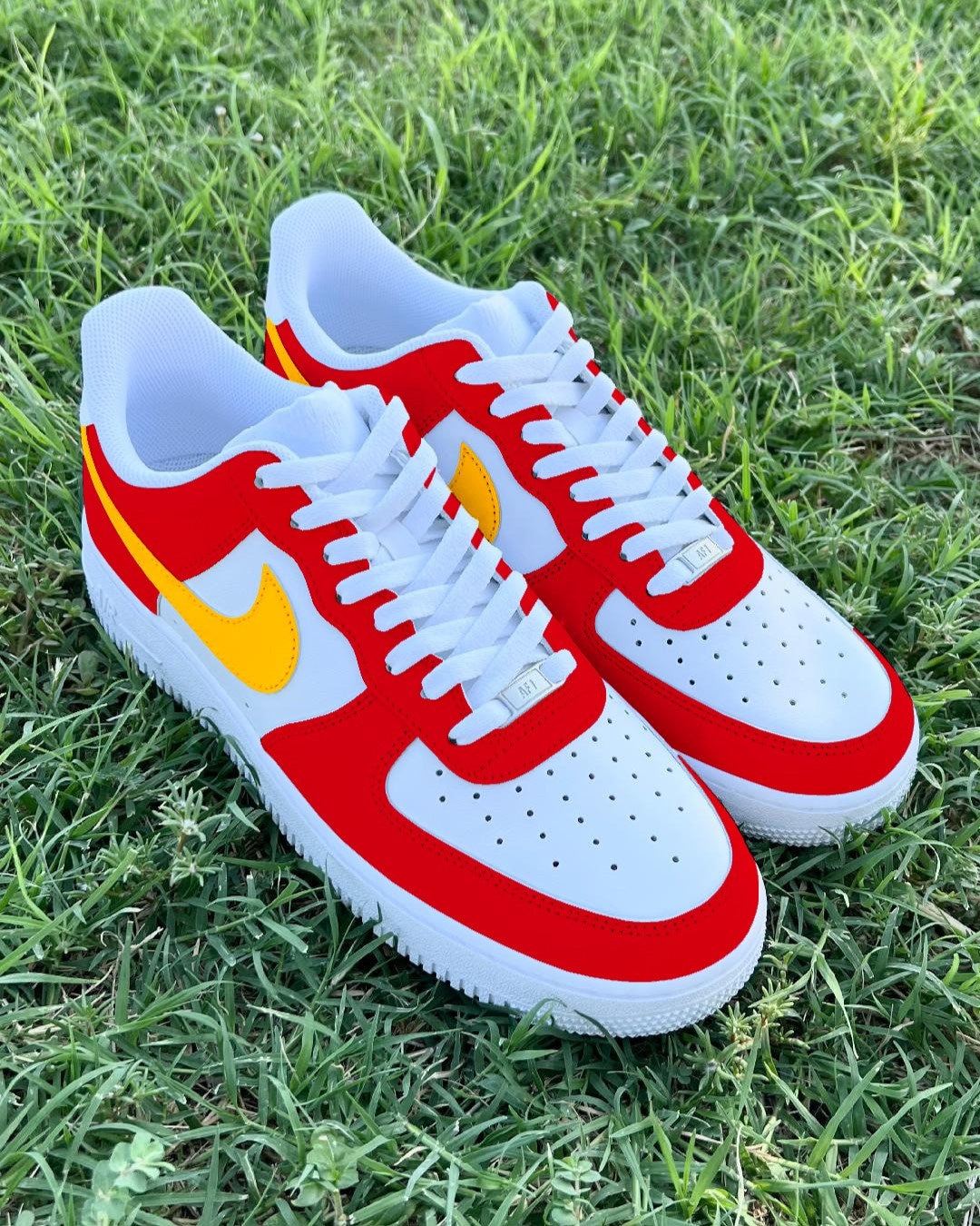 Custom KC Red & Gold Air Force 1 display picture 3