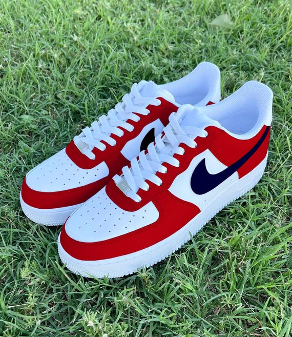 Custom NE Red & Nautical Blue Air Force 1 display picture 3