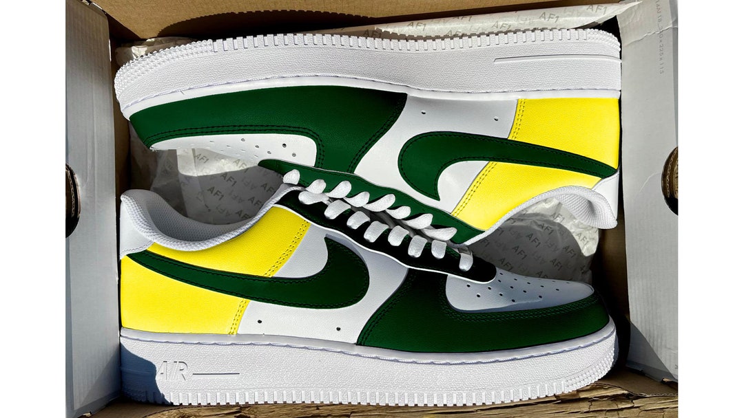 Nike air force top 1 green and yellow