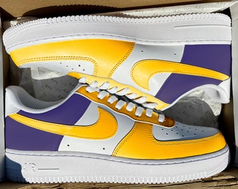 Custom MIN Half Purple & Gold Air Force 1's