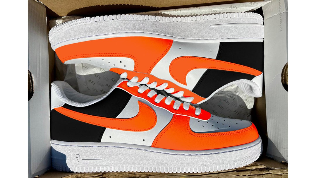 Custom CIN Half Black Orange Air Force 1's