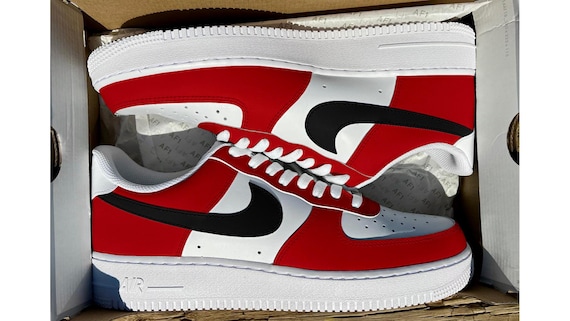 Nike Air Force 1 Custom red & black design size 11 Nike Air Force 1 Custom Sneakers Triple Red Black Drip Shoes  main image 4