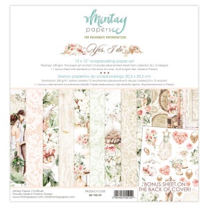 Papier de scrapbooking pour anniversaire d'amour de mariage MINTAY YES I DO 12 x 12
