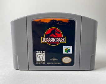 Custom N64 - Jurassic Park - Nintendo 64 Video Game Cartridge, Award Winning Film Parody Display Item With or Without Stand
