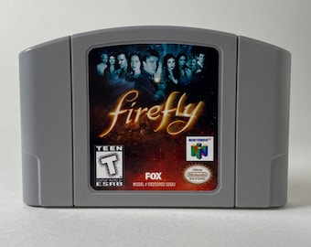 Custom N64 - Firefly - Nintendo 64 Video Game Cartridge, Award Winning TV Show Parody Display Item With or Without Stand