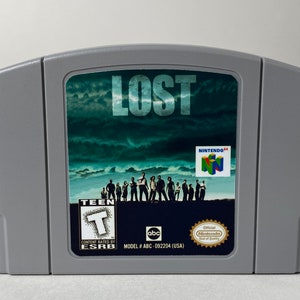 Custom N64 - Lost - Nintendo 64 Video Game Cartridge, Award Winning TV Show Parody Display Item With or Without Stand