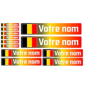 Pack x12 Pegatinas Pegatinas nombre bici MTB Bélgica bandera belga casco personalizado alta calidad entrega rápida