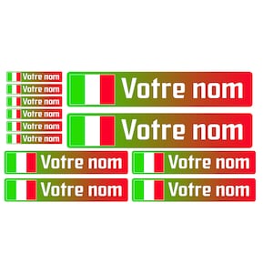 Confezione x12 Adesivi Adesivi nome bici MTB Italia bandiera italiana casco personalizzati alta qualità consegna veloce