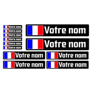 Pack x12 Stickers Autocollants prénom vélo VTT France Français drapeau casque personnalisé haute qualité livraison rapide