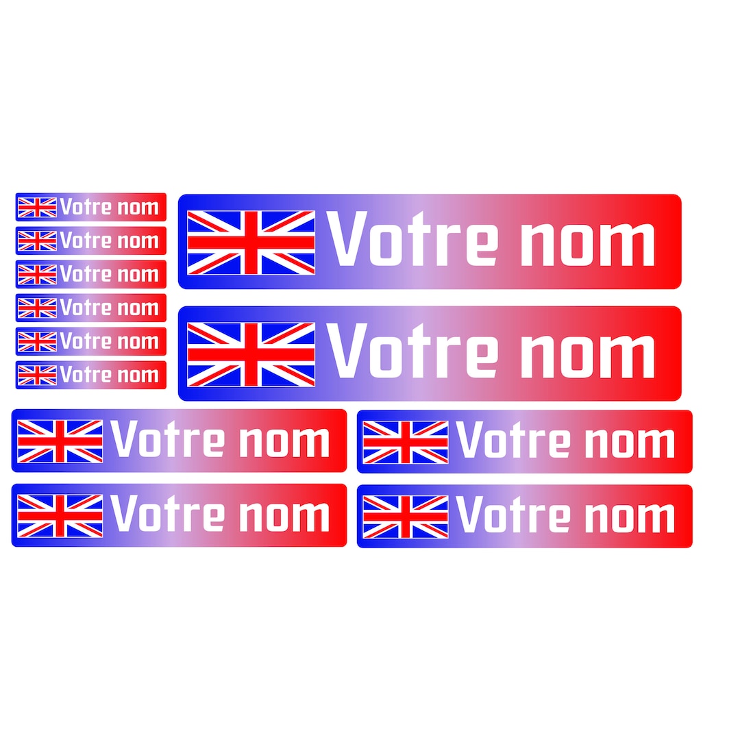 Pack X12 Stickers Stickers First Name Bike MTB United Kingdom UK Flag ...