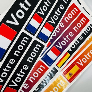 Pack x12 Stickers Autocollants prénom vélo VTT France Français drapeau casque personnalisé haute qualité livraison rapide image 6