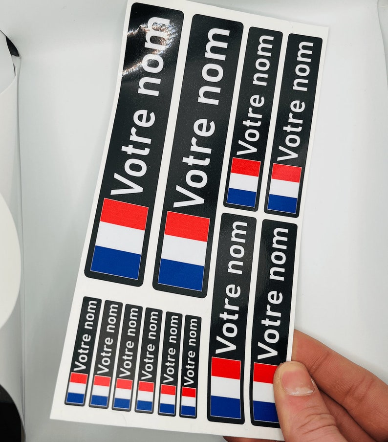 Pack x12 Stickers Autocollants prénom vélo VTT France Français drapeau casque personnalisé haute qualité livraison rapide image 5