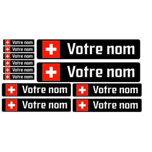 Pacote x12 Adesivos Adesivos nome bicicleta MTB Suíça bandeira capacete personalizado alta qualidade entrega rápida