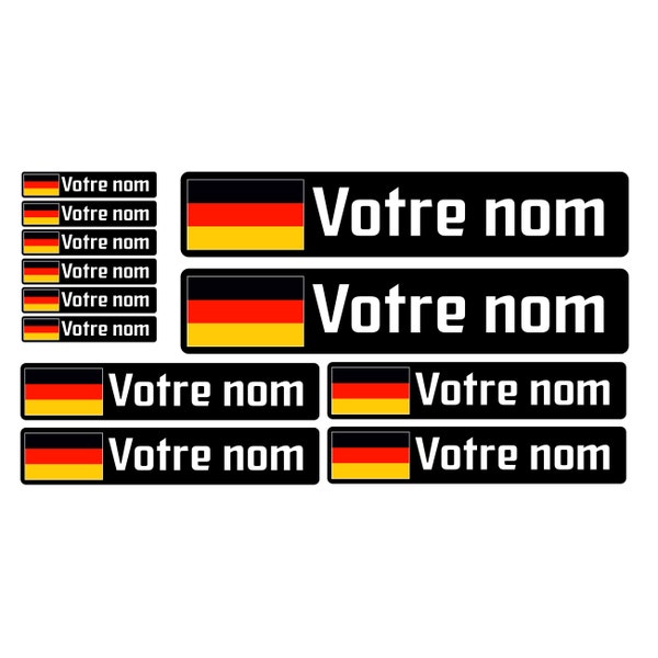 Pack x12 Stickers Stickers first name bike MTB Germany German black flag helmet personalized high quality fast delivery