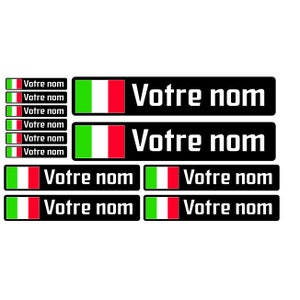 Pack x12 Stickers Autocollants prénom vélo VTT Italie Italien drapeau casque personnalisé haute qualité livraison rapide