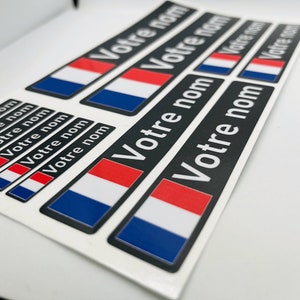 Pack x12 Stickers Autocollants prénom vélo VTT France Français drapeau casque personnalisé haute qualité livraison rapide image 4