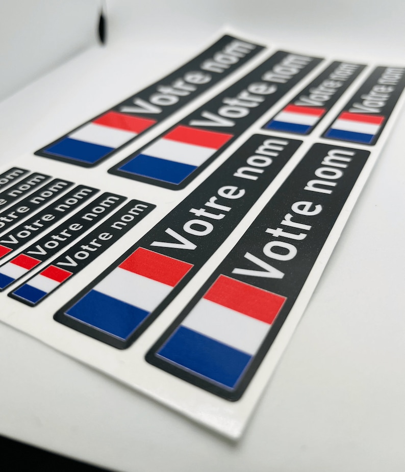 Pack x12 Stickers Autocollants prénom vélo VTT France Français drapeau casque personnalisé haute qualité livraison rapide image 4