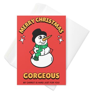 Buon Natale Splendido biglietto di auguri natalizio "La mia carota è dura solo per te!" Divertente biglietto di auguri per le feste - Buon Natale, biglietto con pupazzo di neve