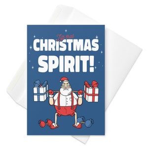 "Weihnachtskarte für Personal Trainer, Gym Buddy ""Lift That Christmas Spirit"" Lustige Feiertags-Grußkarte - Gym Gewichte Workout Weihnachtskarte."