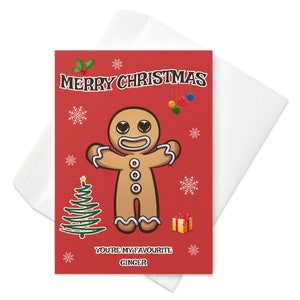 Carte de joyeux Noël pour ami au gingembre, carte de famille « Tu es mon gingembre préféré » Carte de voeux drôle de vacances - carte d'ami de la famille au gingembre