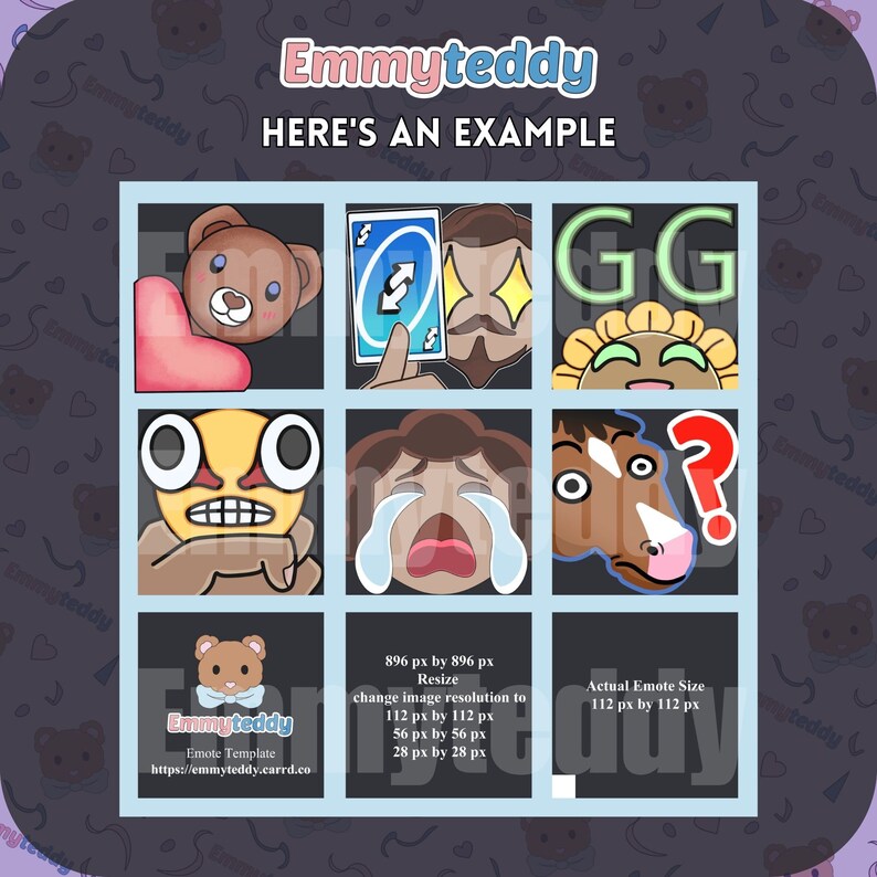 Emote Template 3x3 for Clip Studio Paint, Paint Tool Sai