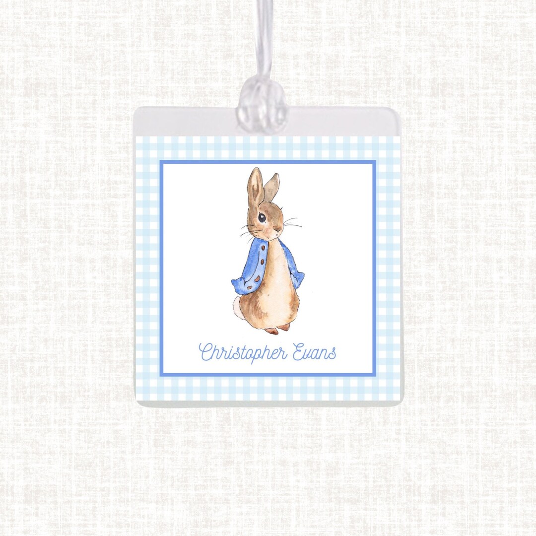 Personalized Watercolor Peter Rabbit Bag Tag | Laminated Boy Luggage ...