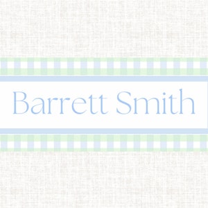 Boys Blue/Green Gingham Sticker Labels (Set of 60)- Cups/Lunch Box/Art Supplies/Organization