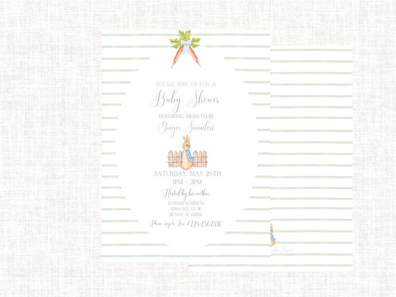 Peter Rabbit Birthday Invitation Gender Neutral Invitation - Etsy
