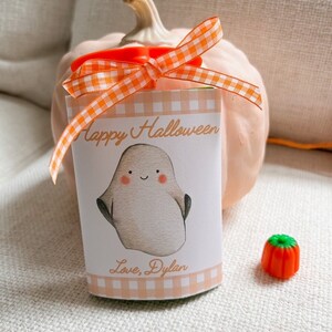 Watercolor Light Orange Ghost Applesauce Pouch Halloween Printable | Halloween Applesauce Pouch Tag | Halloween Applesauce Pouch Label