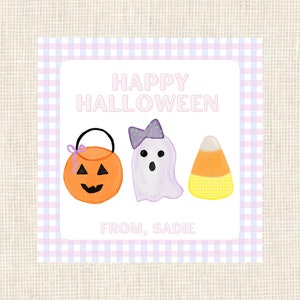 Happy Halloween | Bucket Ghost Candy Trio Gift Tag| Watercolor Printable Halloween