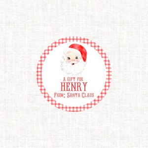 Sticker cadeau de Noël aquarelle personnalisé | rétro autocollant de Père Noël | Étiquette-cadeau et autocollants | Noël aquarelle