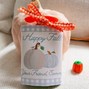 Watercolor Blue Gingham Fall Applesauce Pouch Halloween Printable | Halloween Applesauce Pouch Tag | Halloween Applesauce Pouch Label
