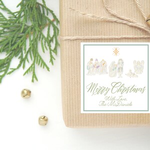 Personalized Watercolor Christmas Gift Sticker or Card | Christmas Enclosure Card | Square Gift Tag and Stickers | Watercolor Christmas