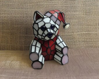 Excellent Red White Black Christmas Xmas Santa Bear Cub Santa Hat Animal lamp accent night light end table entryway light  Free Shipping