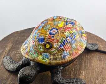 Tiffany Style excellent condition vintage Millefiori style turtle lamp Murano style accent  light end table entryway light  Free Shipping