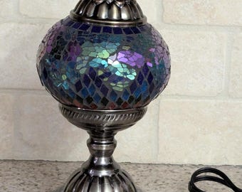 New Turkish Mosaic Round cut glass Purple Orange Blue Lamp Metal Glass Made in Turkey Free Shipping