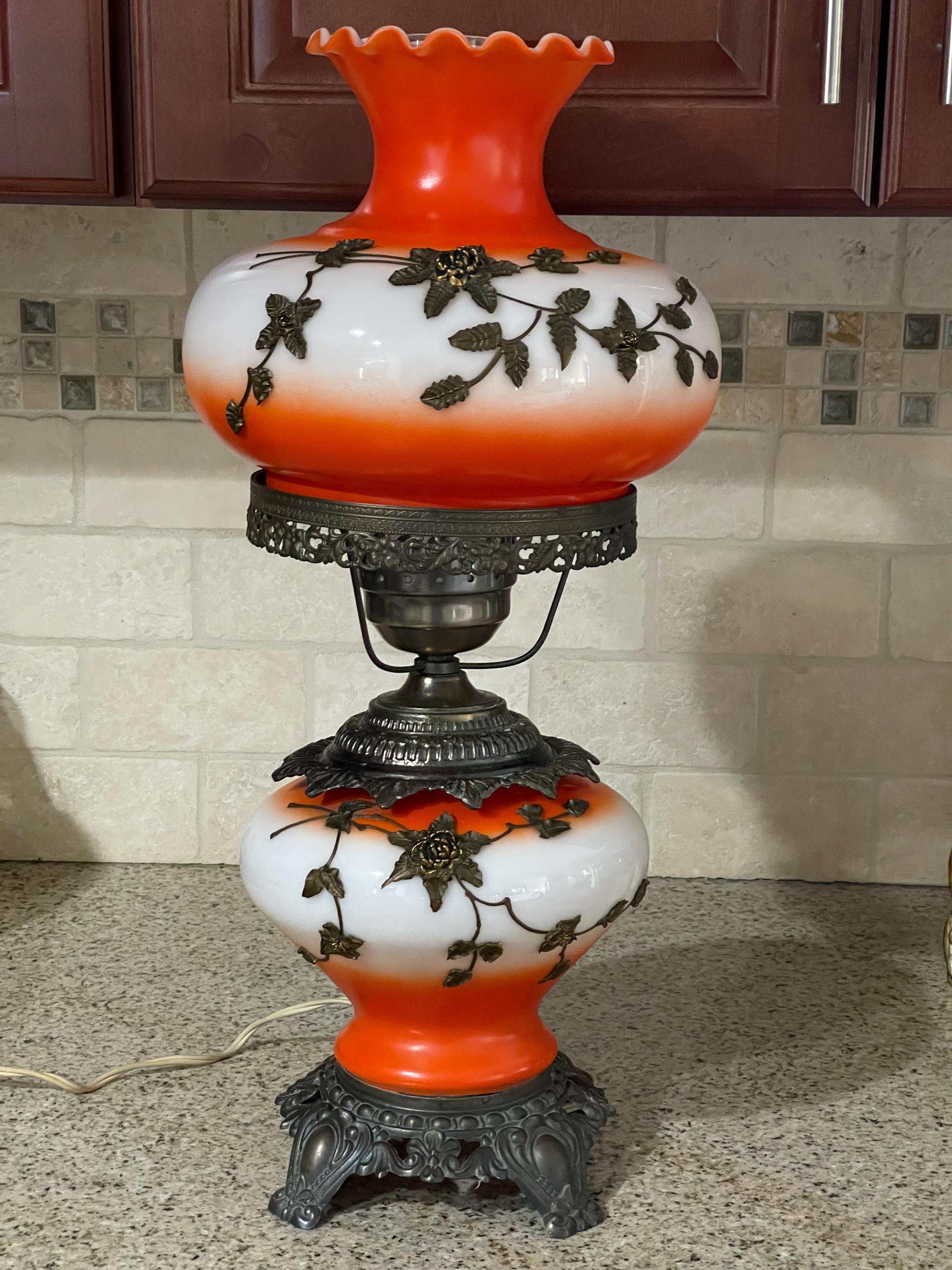 Rare Vintage Mid Century Modern Gone With the Wind White Orange