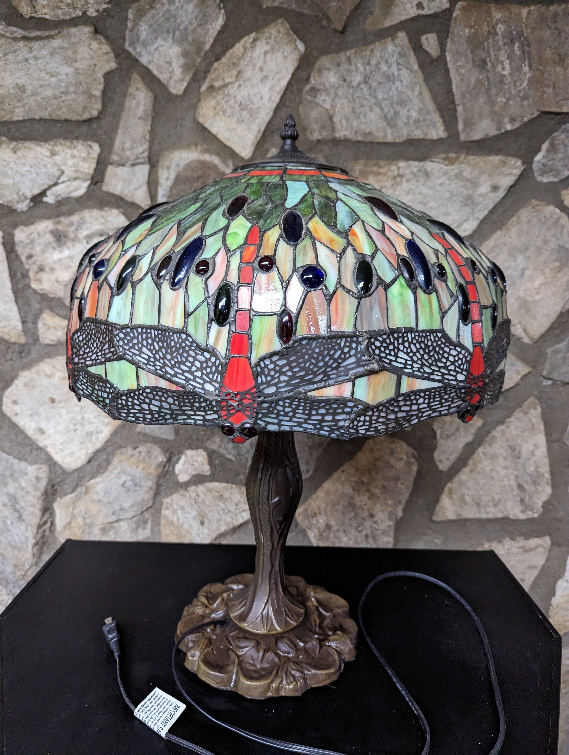 Tiffany style red sale dragonfly table lamp