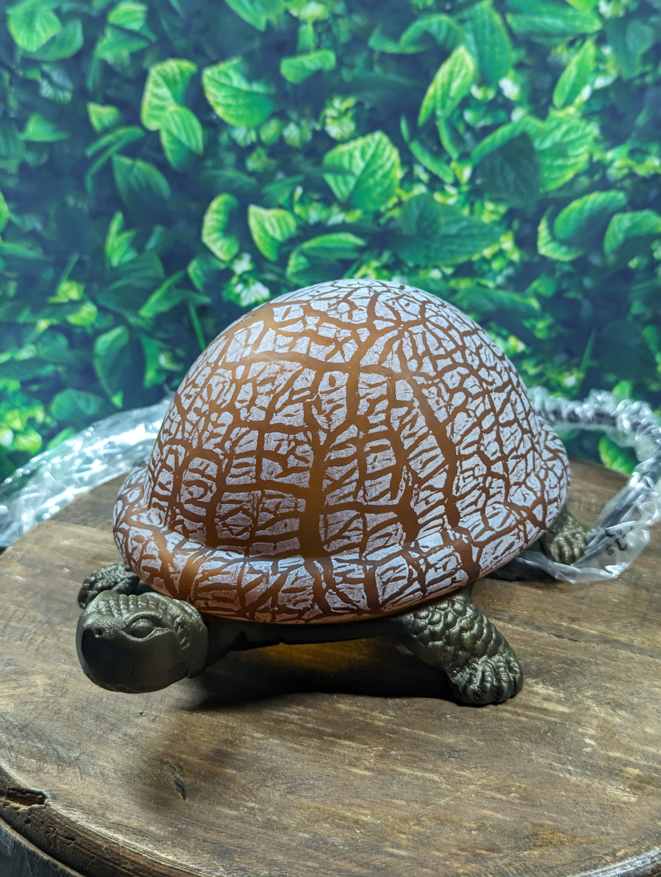 New No Box Tiffany Style Amber Brown White Spotted Spots Turtle