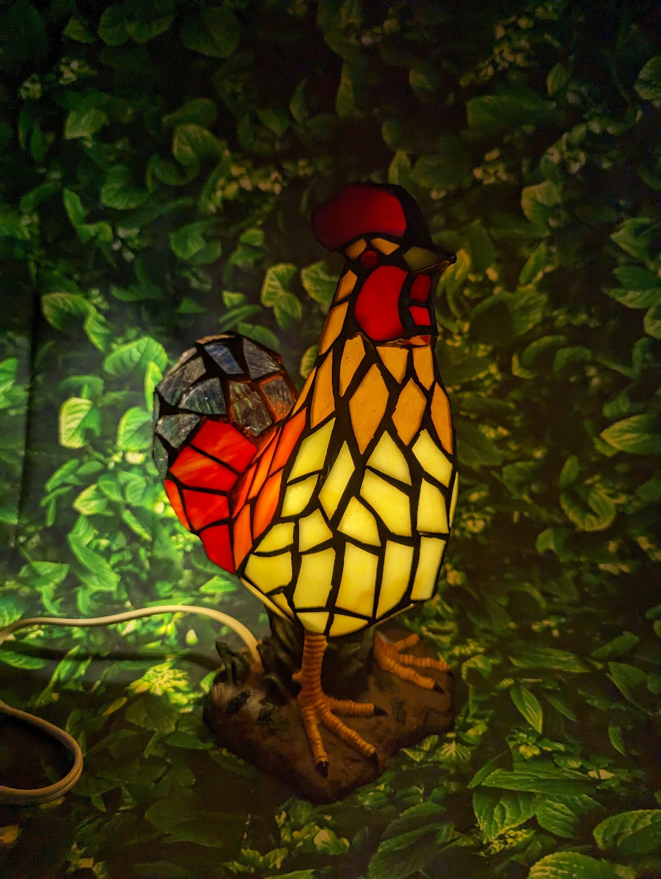 Tiffany Style Rooster Lamp Stain Panes Accent Table Decor Lamp - Etsy