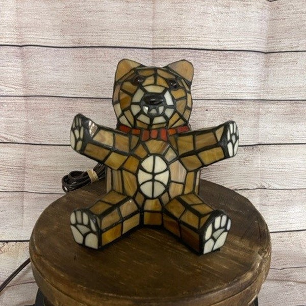 Very good Tiffany Style Brown Bear Animal lamp accent night light end table entryway light  Free Shipping